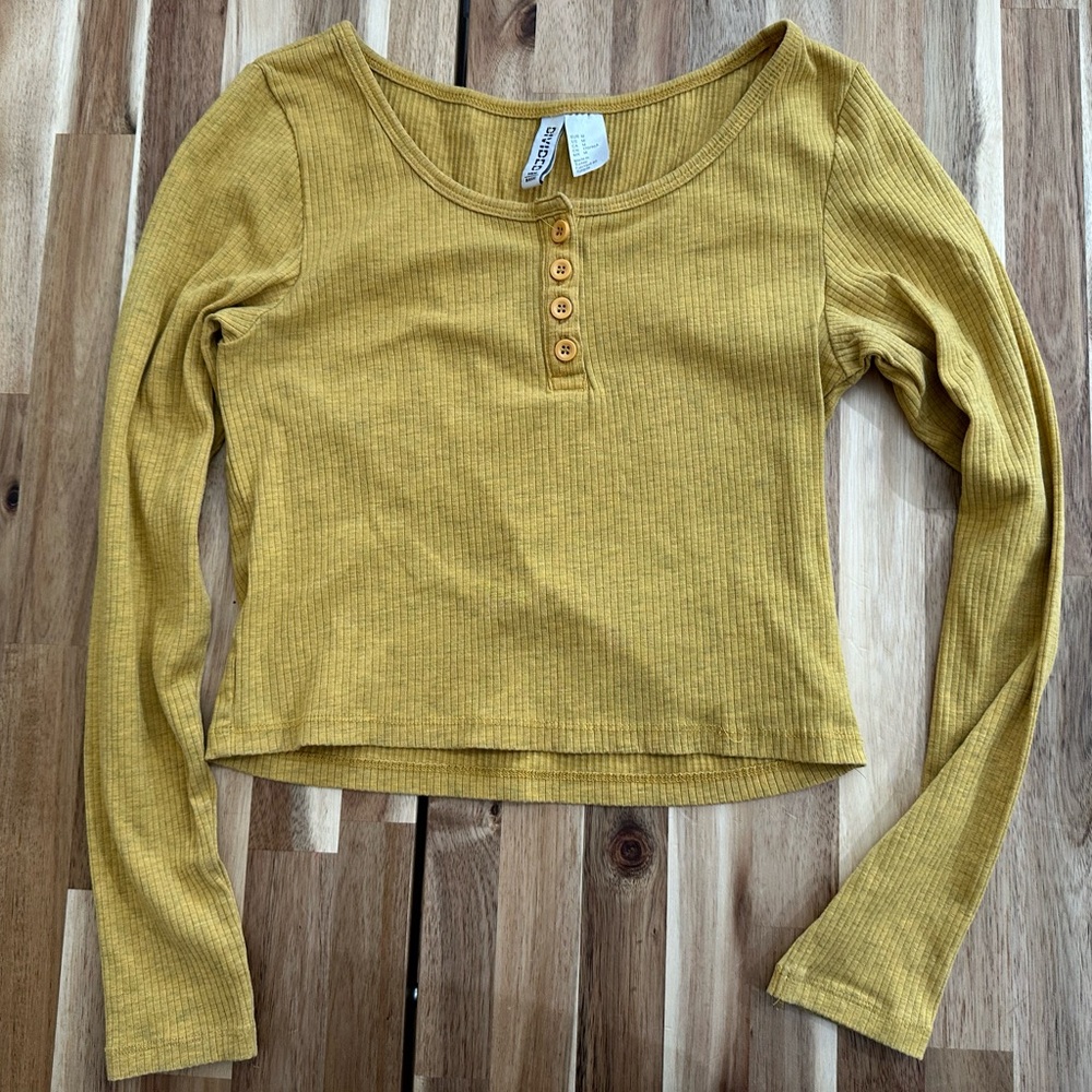 H&M Mustard Ribbed Long Sleeve Top